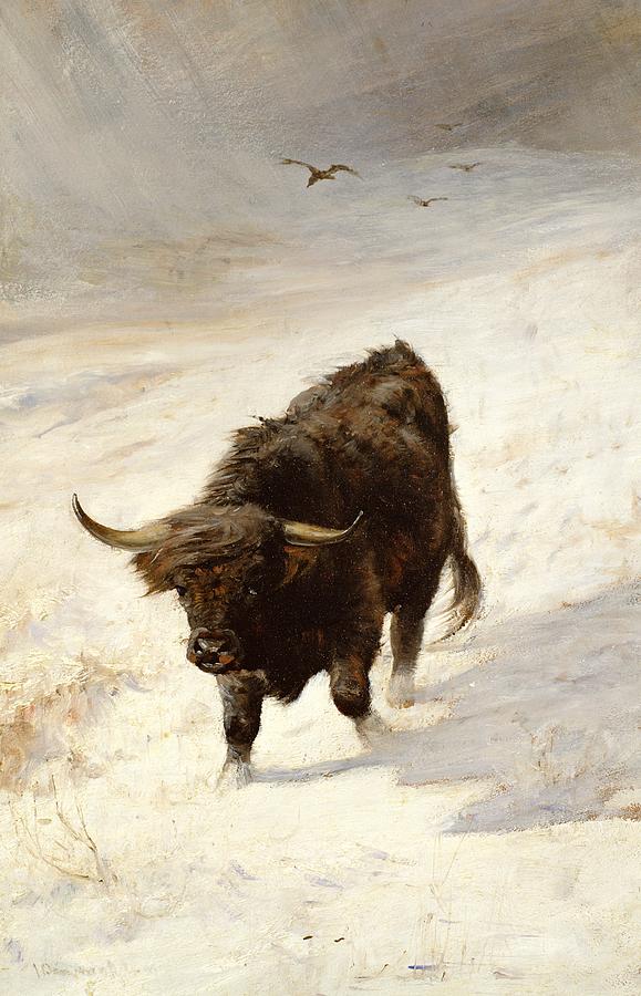 Bison Painting - Black Beast Wanderer  by Joseph Denovan Adam