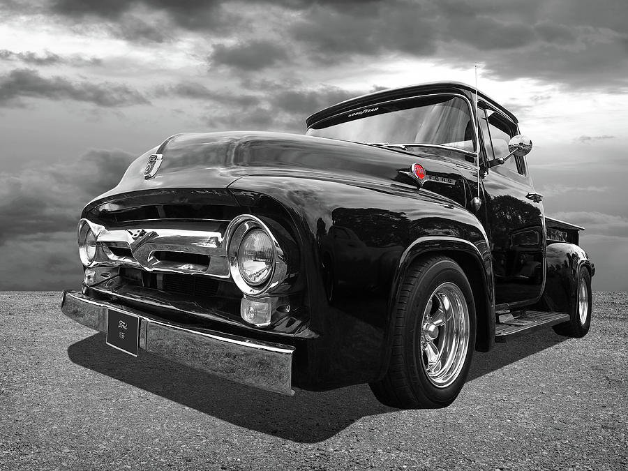 Ford F100 Photograph - Black Beauty - 1956 Ford F100 by Gill Billington