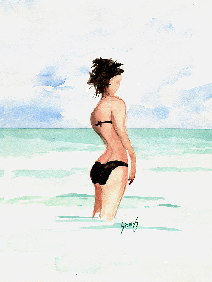 Black Bikini Painting by Sam Sidders