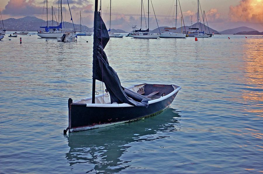 Black Boat and the Sunrise Digital Art by Michael Thomas