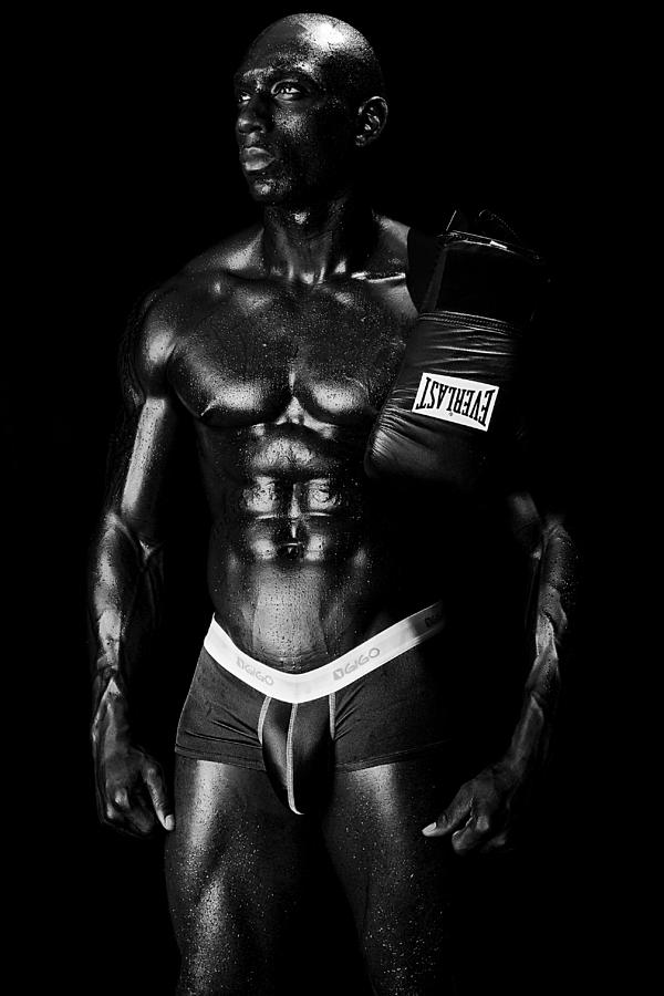 Black Boxer in Black and White 02 Photograph by Val Black Russian Tourchin