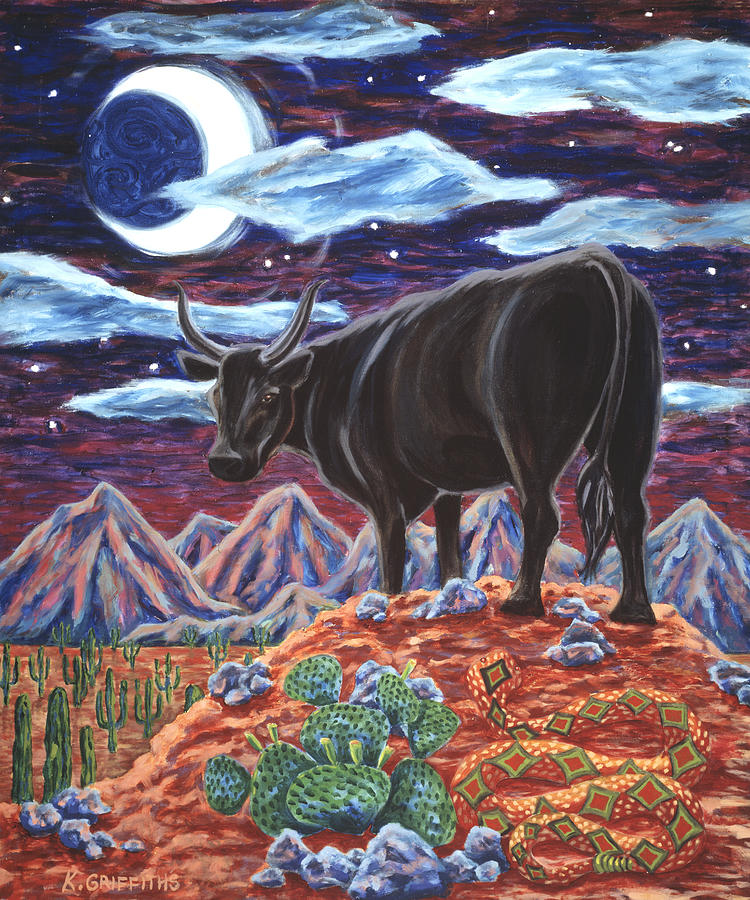 Mountain Painting - Black Bull by Karin Griffiths