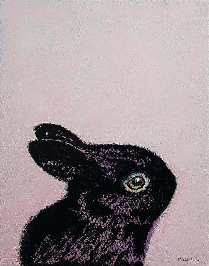 Rabbit Painting - Black Bunny by Michael Creese