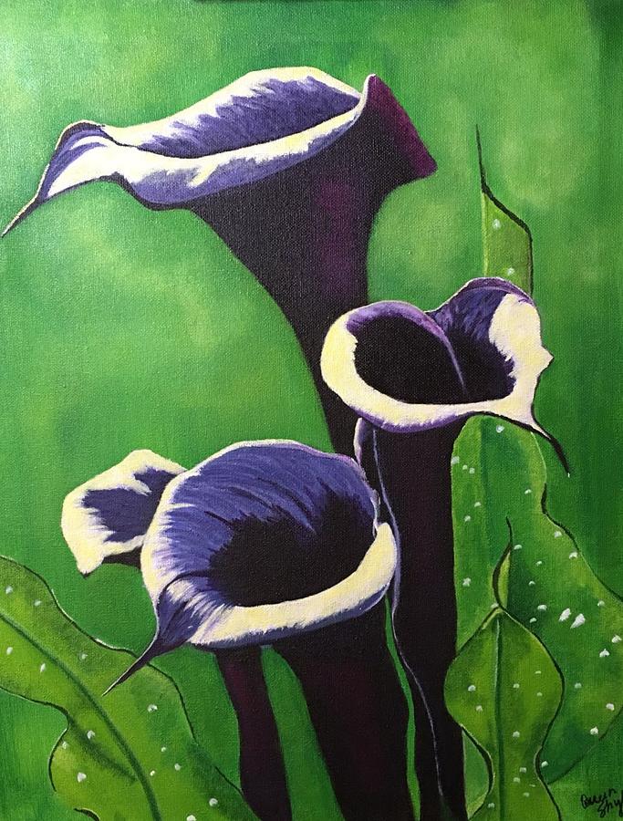 Black Calla Lilies Painting by Queen Shy