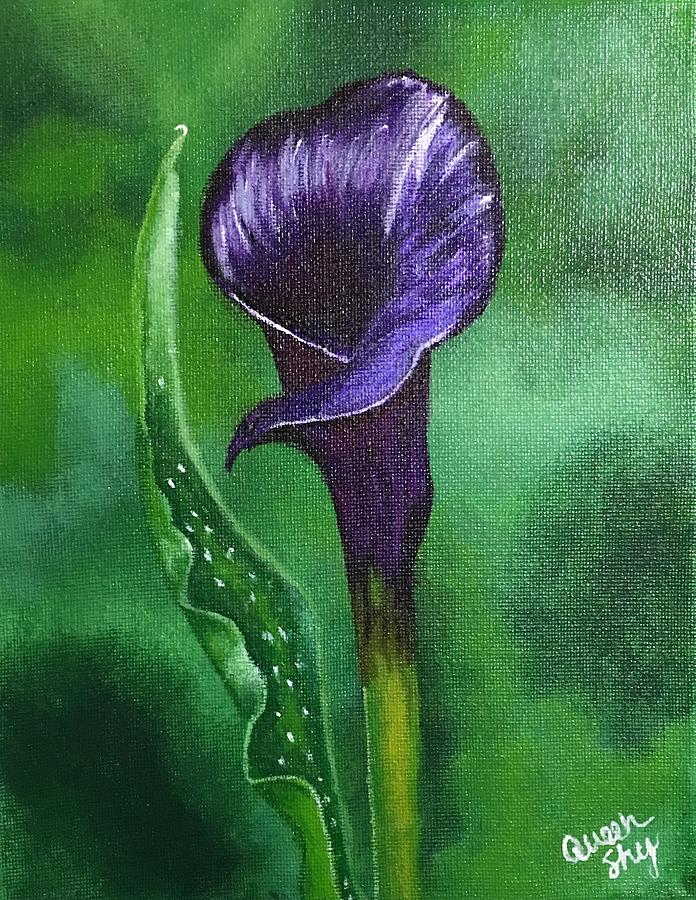 Black Calla Lily Painting by Queen Gardner