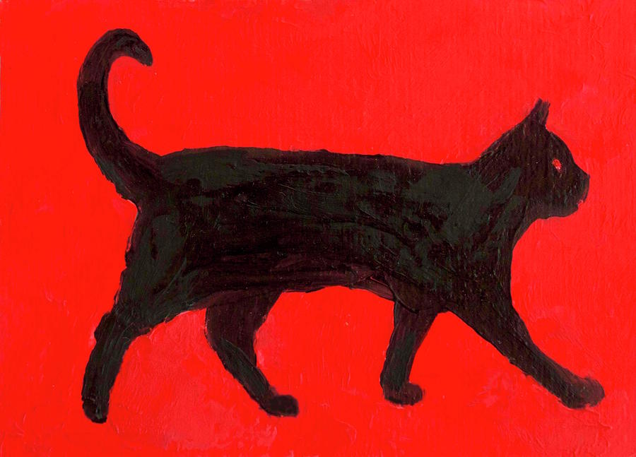 Black cat - Blackjack Painting by Jan Matson