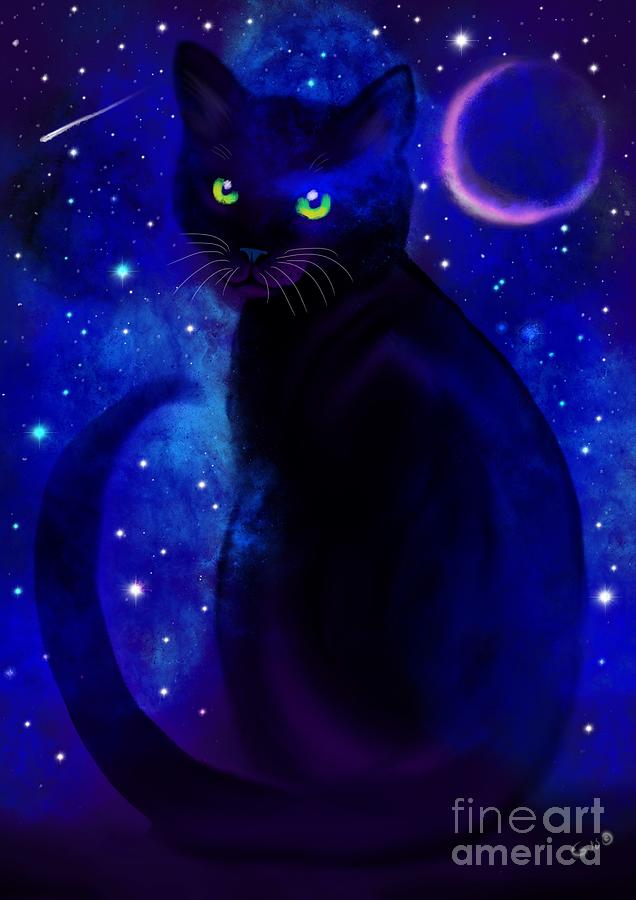 Cat Painting - Black Cat Blues  by Nick Gustafson