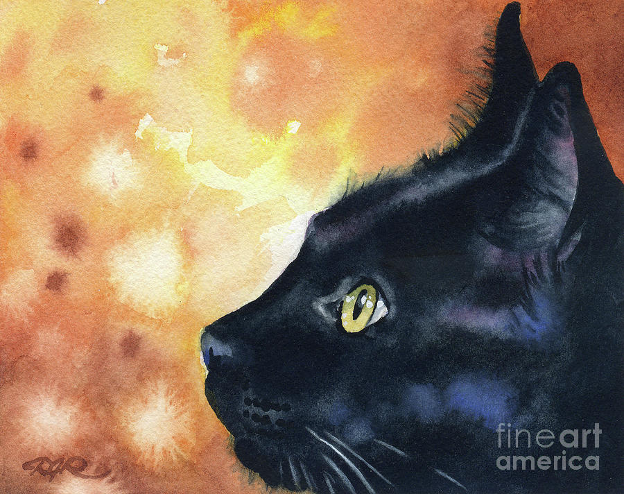 Cat Painting - Black Cat by David Rogers