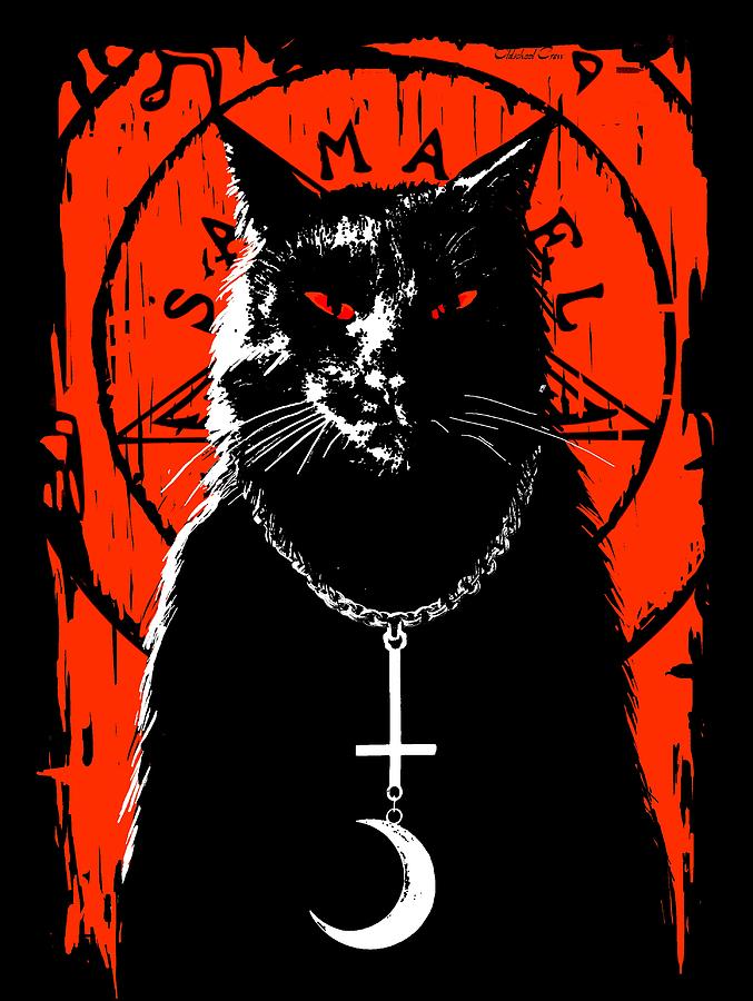 Black Cat Digital Art by DG ART Prints - Pixels