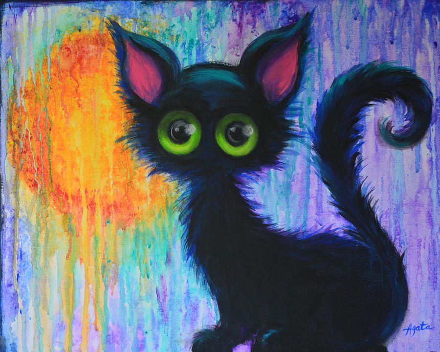 Black Cat  Painting by Agata Lindquist