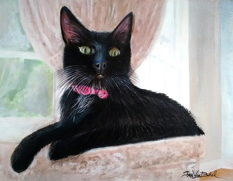 Black Cat Painting by Jan VonBokel