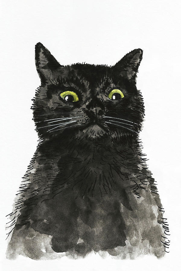Black Cat Painting by Masha Batkova