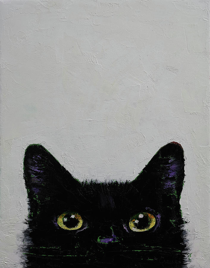 Black Cat Painting by Michael Creese