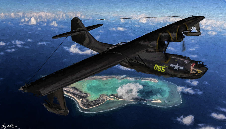 Black Cat over the Pacific - Oil Digital Art by Tommy Anderson