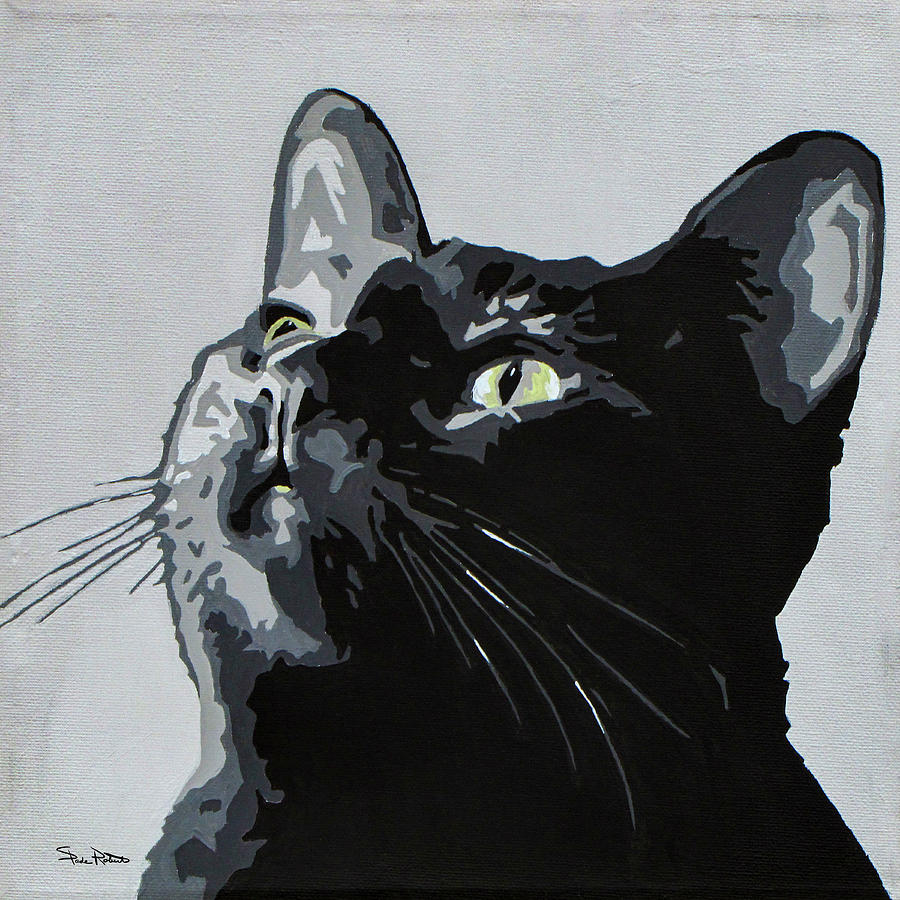 Cat Painting - Black Cat by Slade Roberts