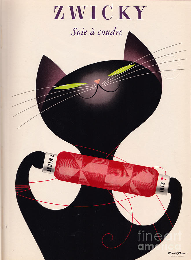 Black Cat Vintage Ad Painting