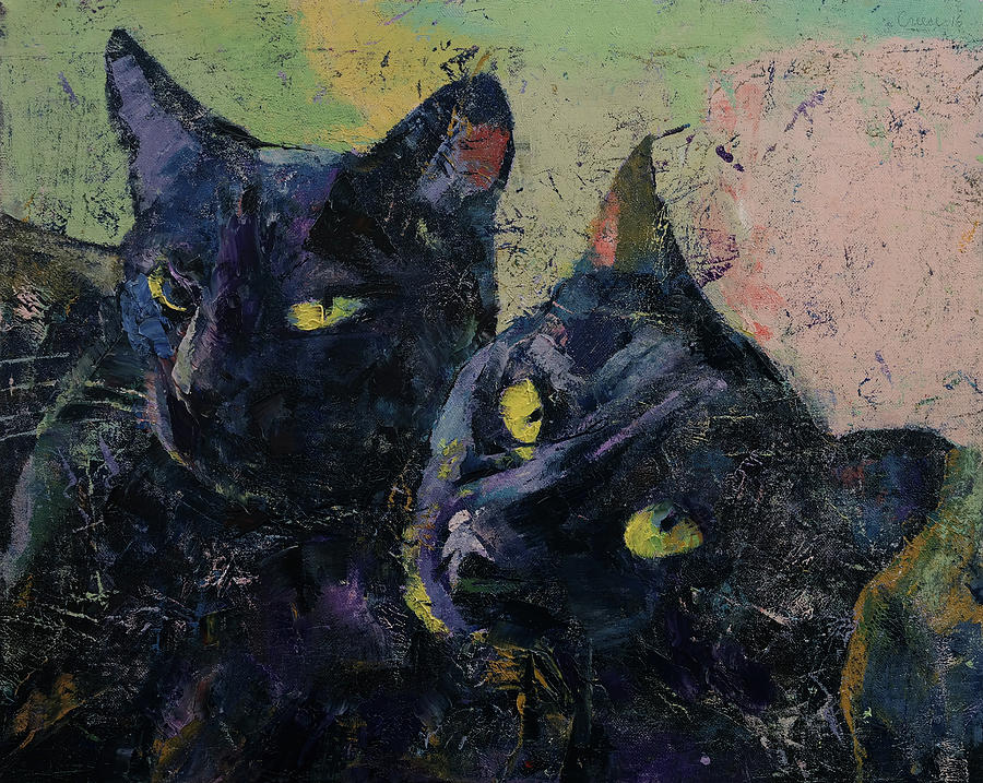 Black Cats Painting by Michael Creese