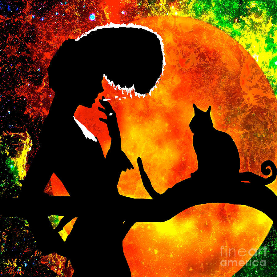 Cat Painting - Black Cats by Saundra Myles