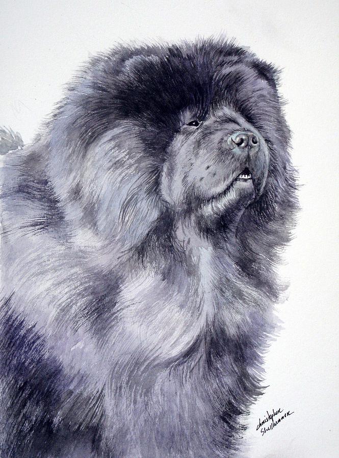 Black Chow Chow  Painting by Christopher Shellhammer