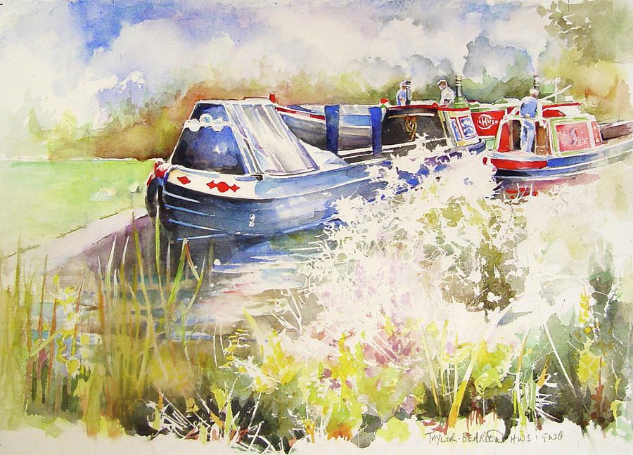 Black Country Boats Painting by Penny Taylor-Beardow