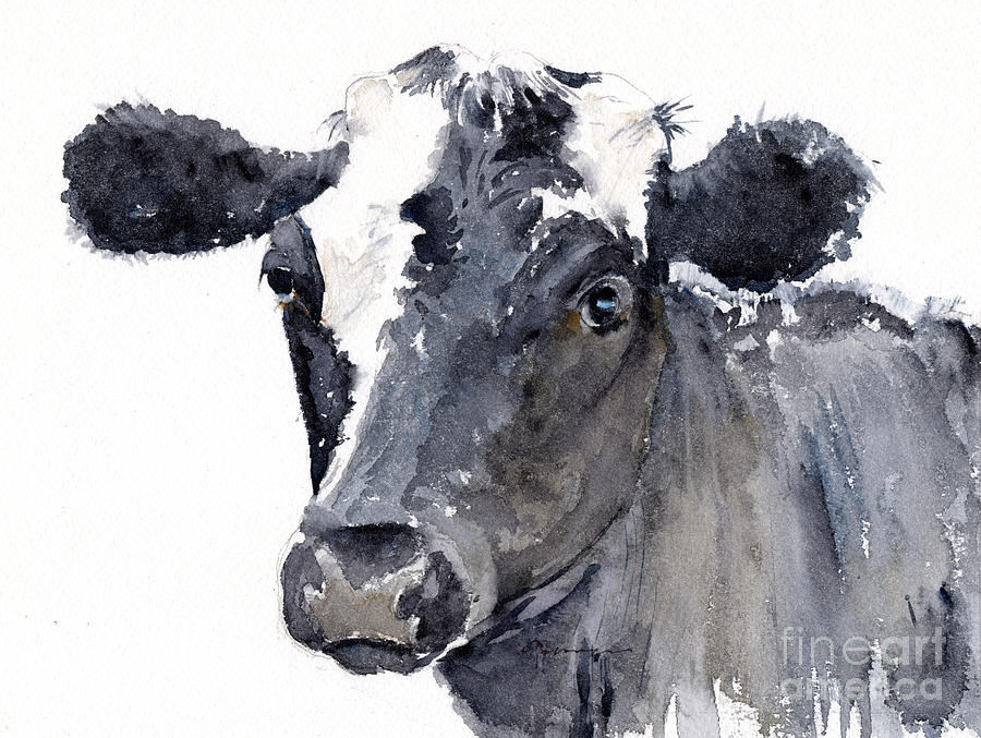 Black Cow Painting by Claudia Hafner