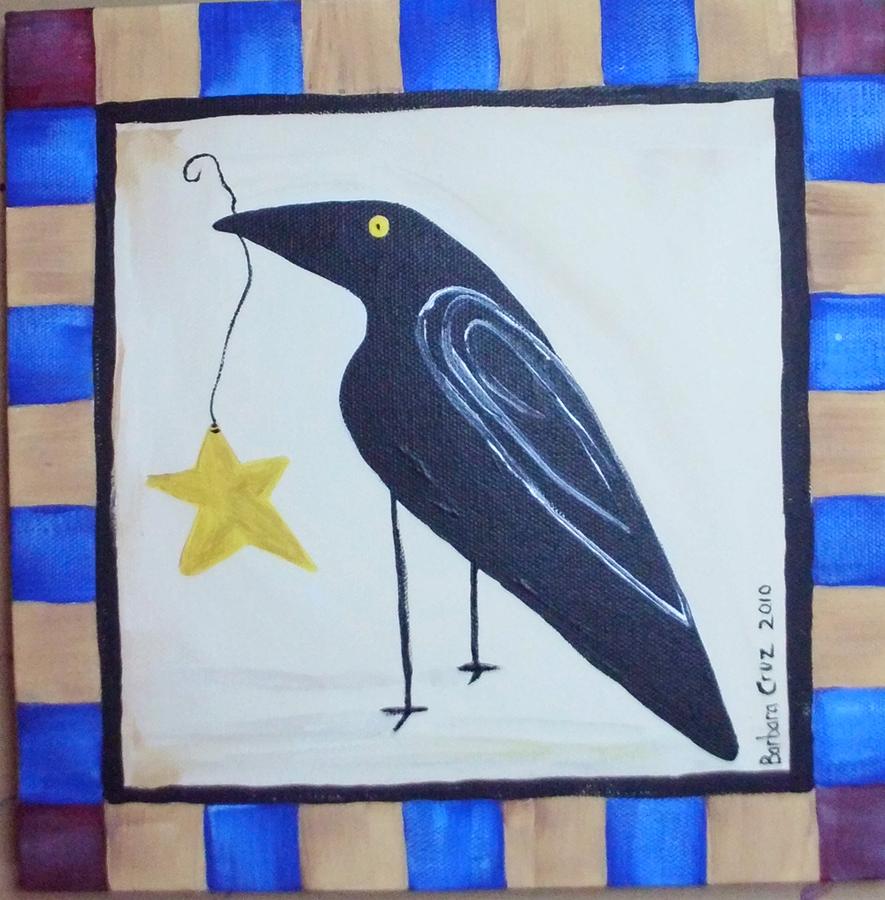 Crow Painting - Black Crow by Barbara Cruz