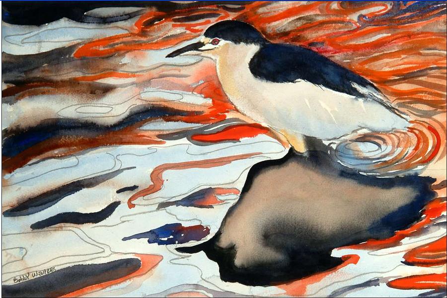Black Crown Night Heron Painting by Bobby Walters