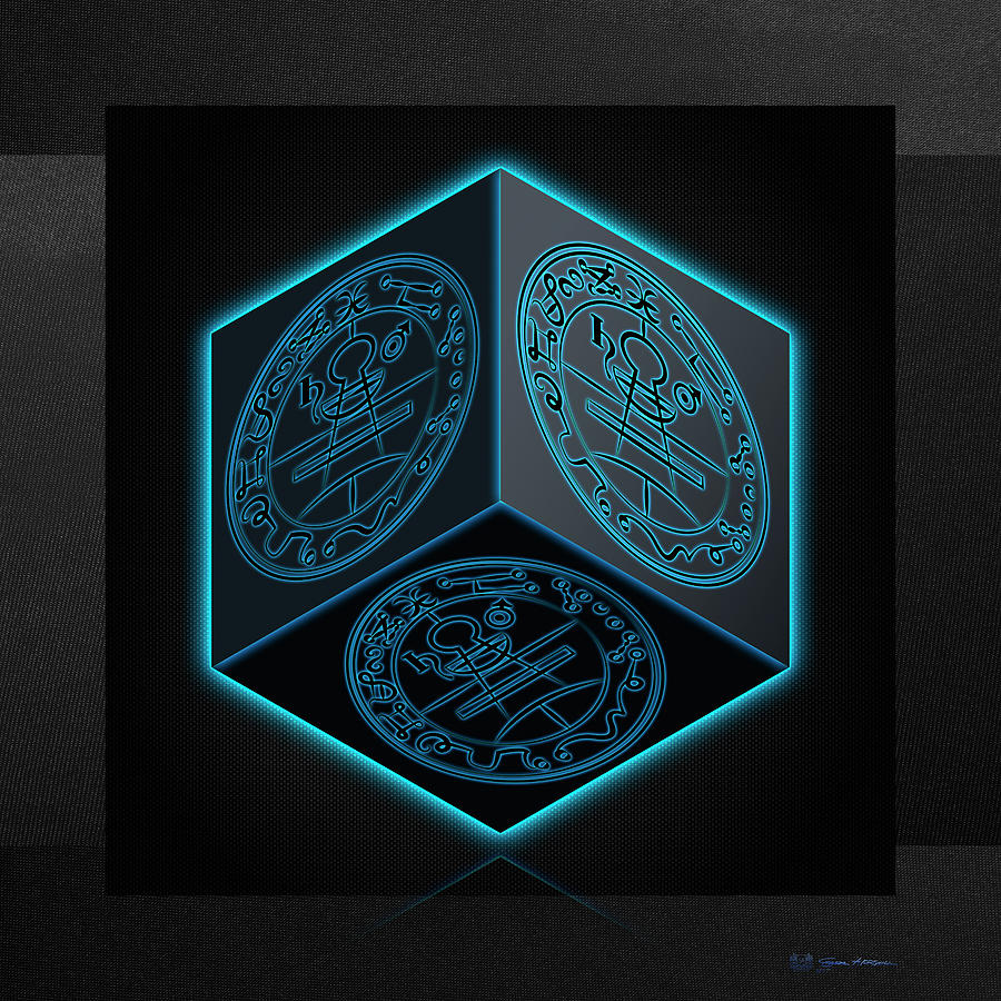 Black Cube with Six Seals of Solomon  Digital Art by Serge Averbukh