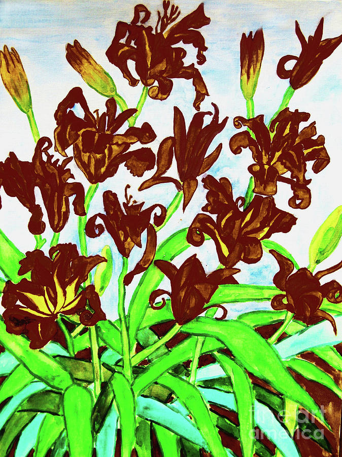 Black daily lilies Painting by Irina Afonskaya