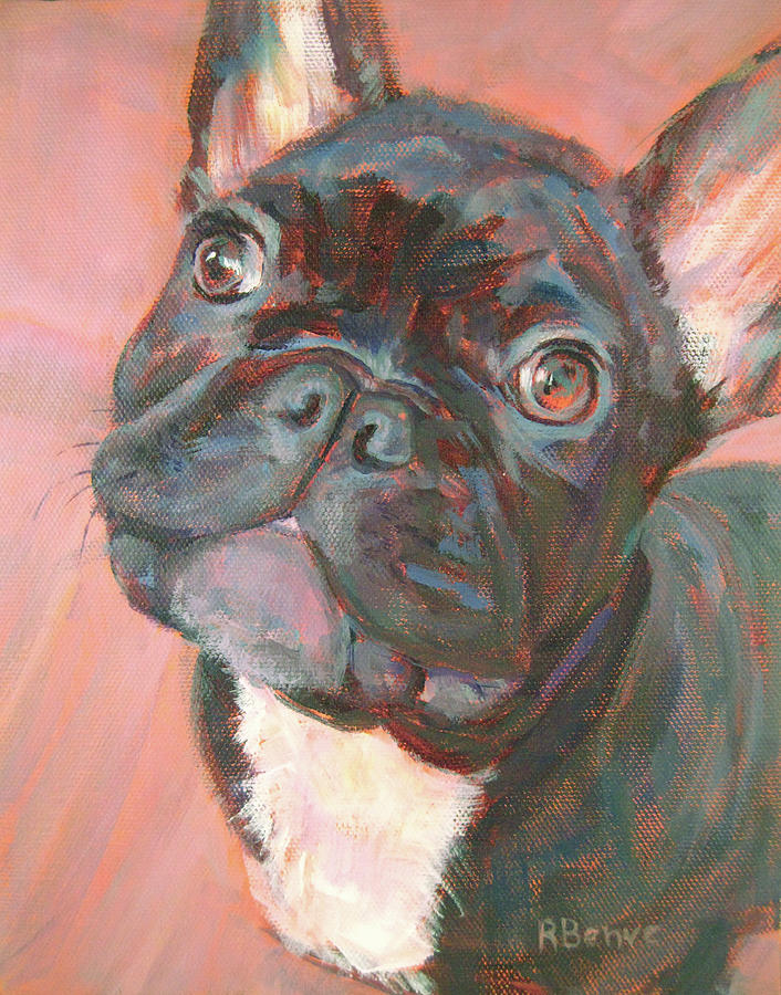 Black Dog, Looking Cute Painting by Robie Benve