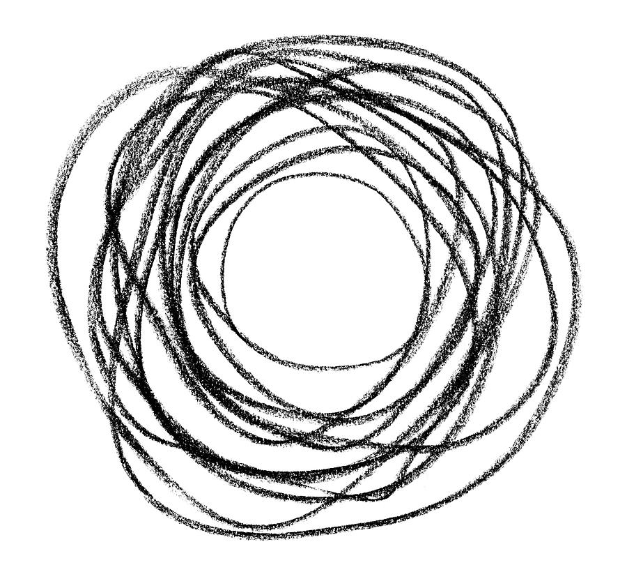 Abstract Photograph - Black doodle circular shape by GoodMood Art