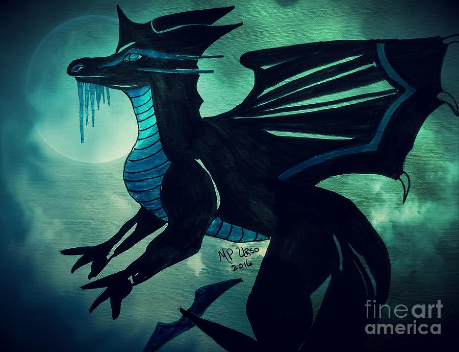 Black Dragon Painting by Maria Urso