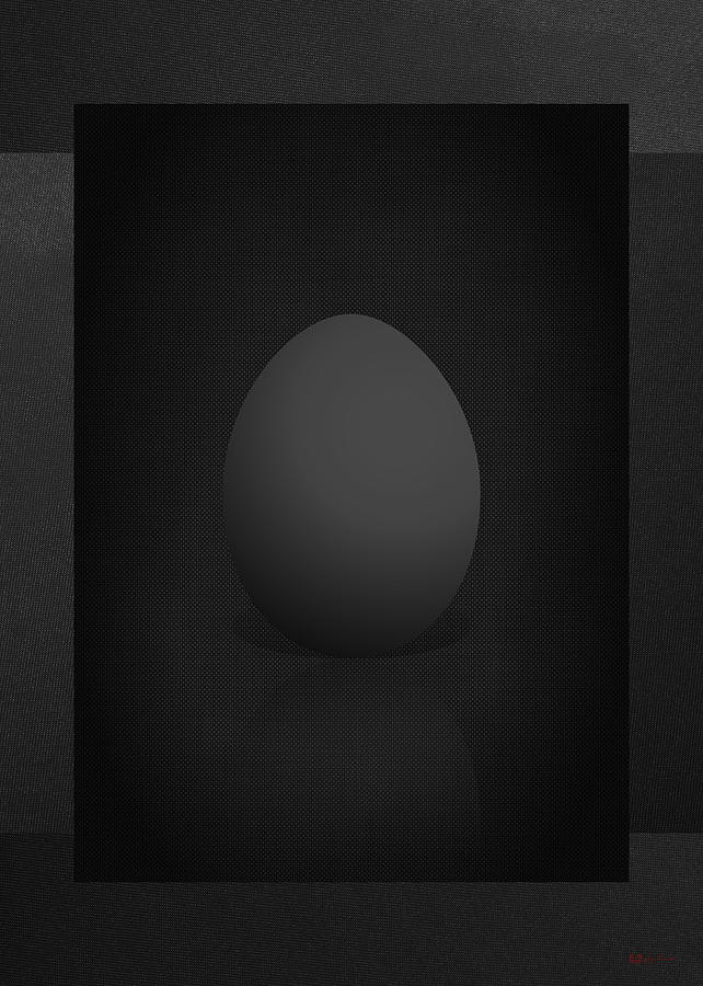 Egg Digital Art - Black Egg on Black Canvas  by Serge Averbukh