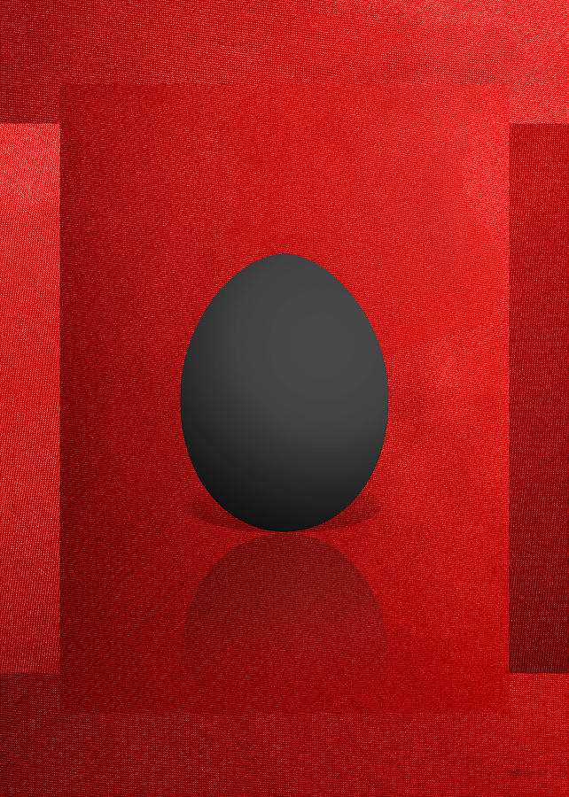 Black Egg on Red Canvas  Digital Art by Serge Averbukh