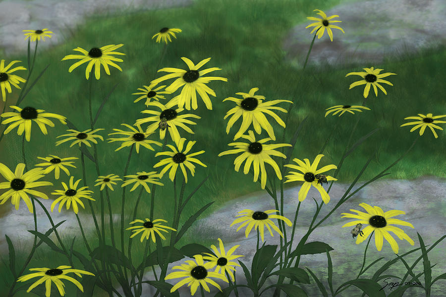 Black Eyed Susans 1 Painting by Steven Powers SMP