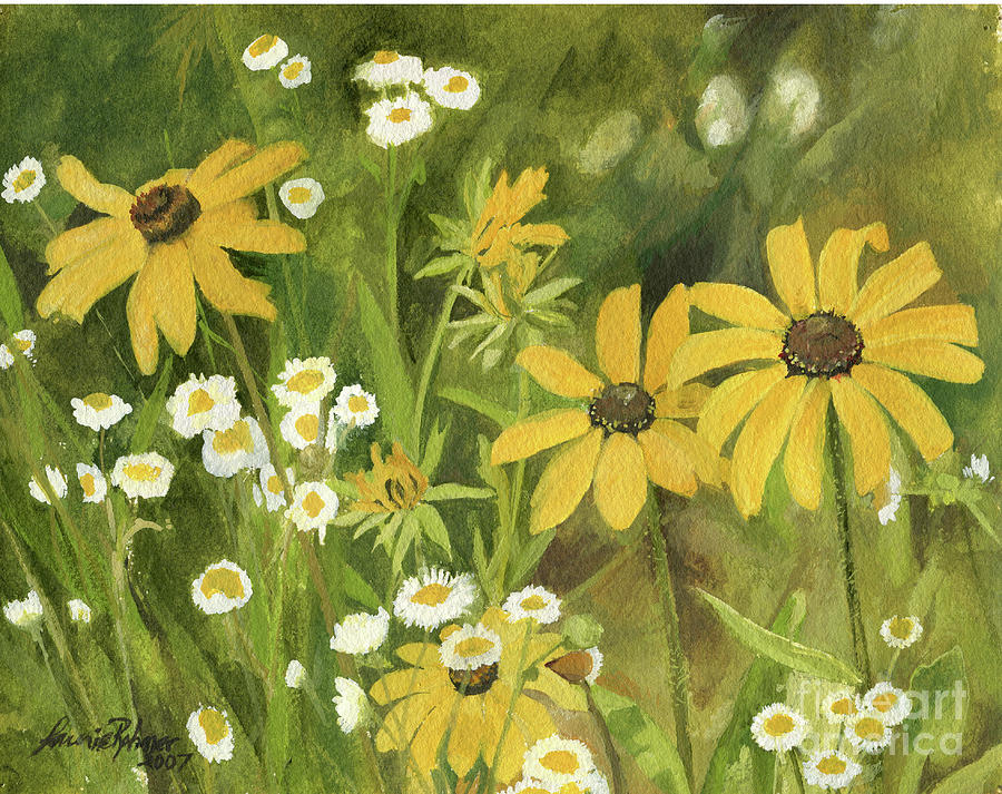 Black-eyed Susans in a Field Painting by Laurie Rohner