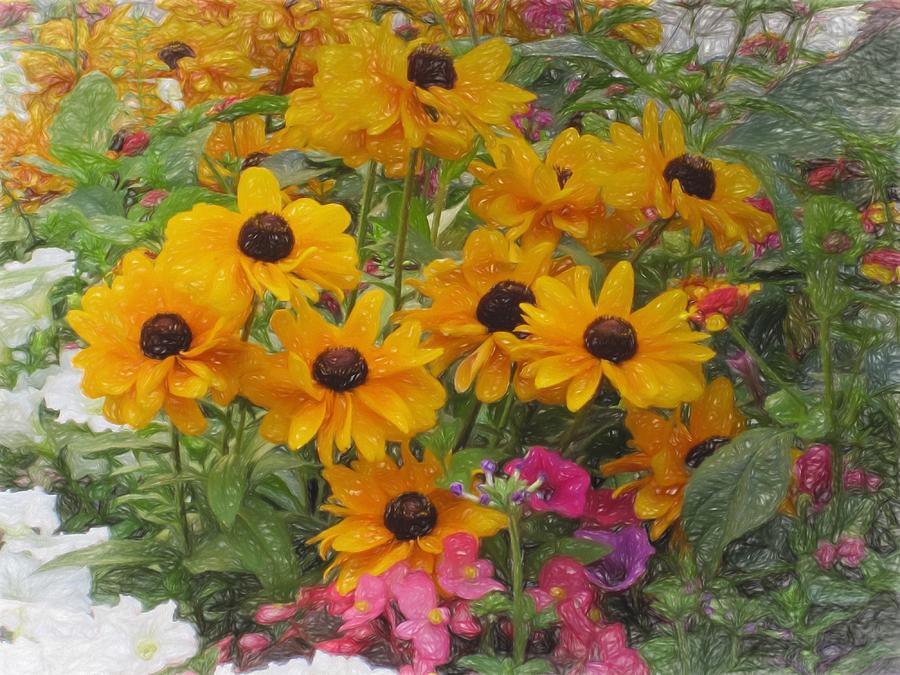 Black-eyed Susans in the Garden Painting by Renette Coachman