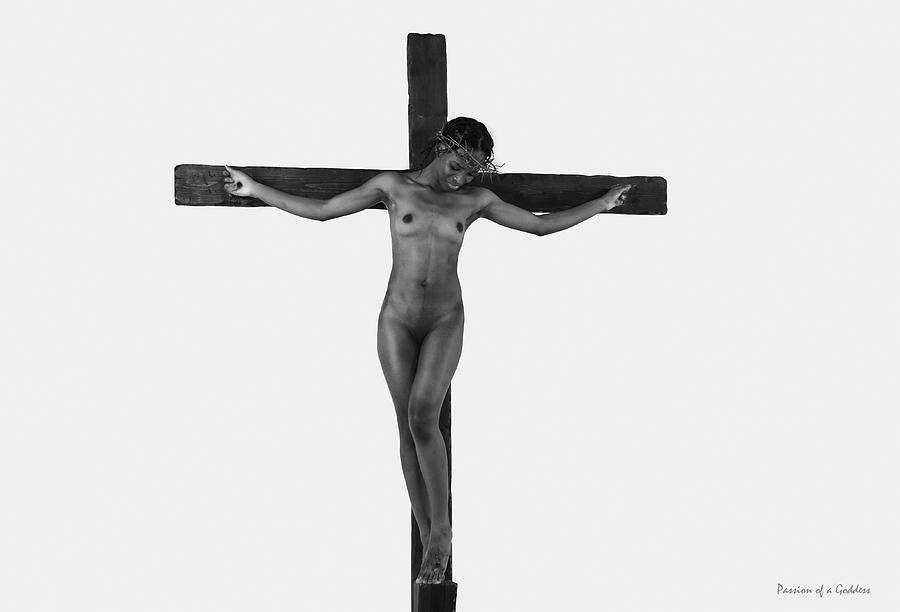 Black And White Photograph - Black Female Jesus Highlight by Ramon Martinez