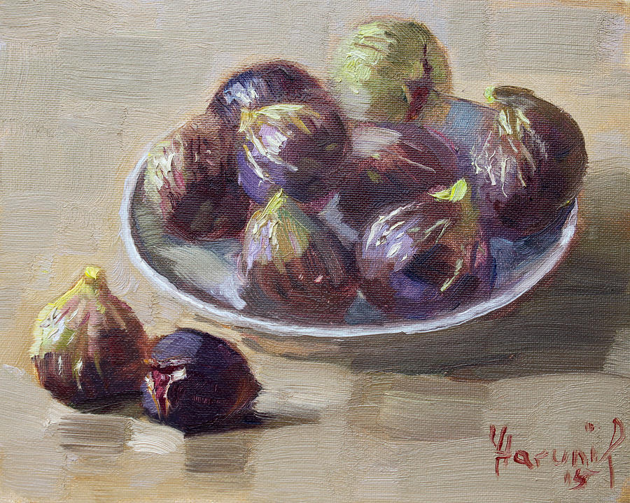 Still Life Painting - Black Figs by Ylli Haruni