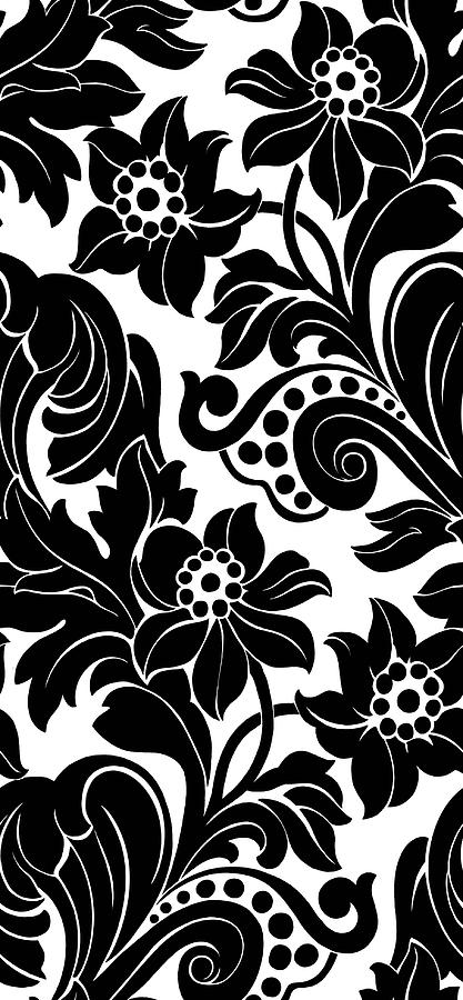 Flower Photograph - Black Floral Pattern On White With Dots by Gillham Studios