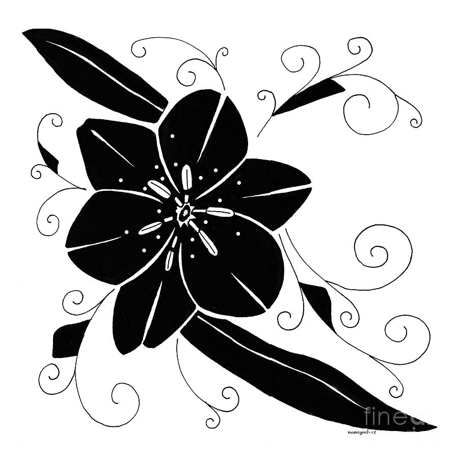 Black Flower Illustration Drawing by Nancy Mergybrower Pixels