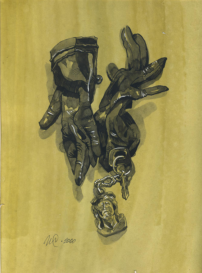 Black Gloves and Bibelot. Paradox Still Life Painting by Igor Sakurov