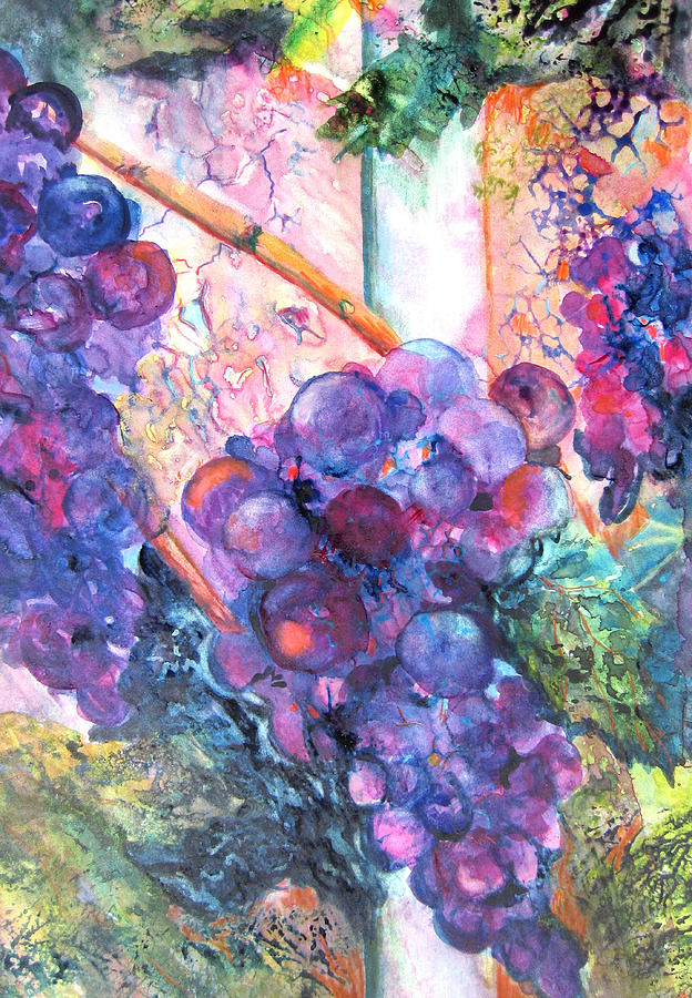 Black Grapes Painting by Vicki Brevell