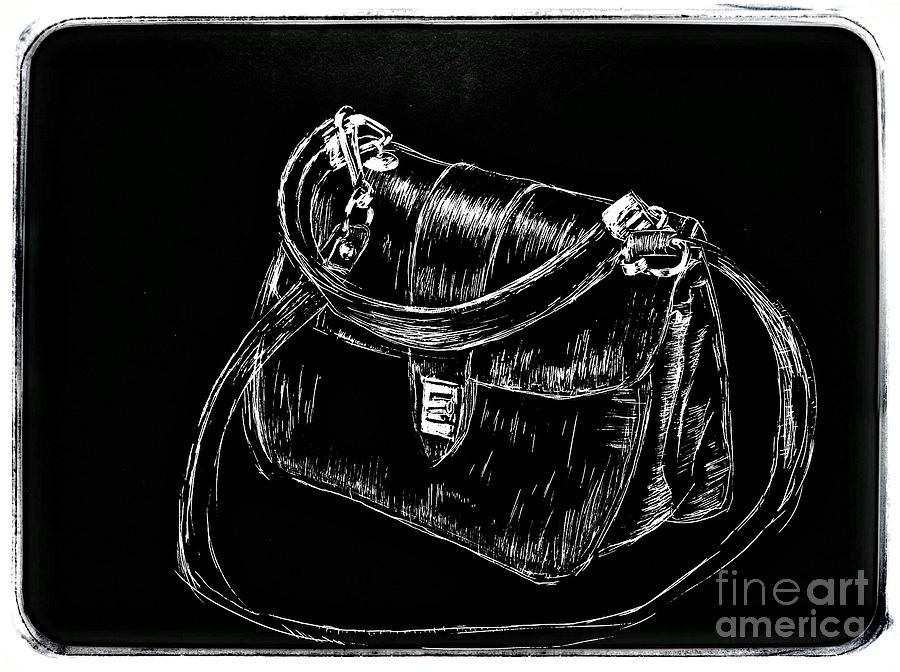 Black Handbag 1966 Drawing by Joan-Violet Stretch