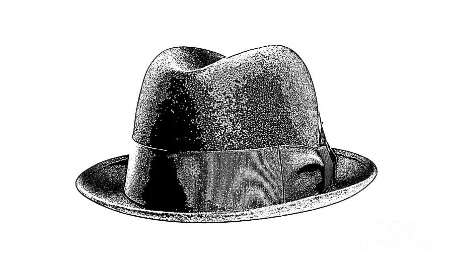 Black Hat T-shirt Drawing by Edward Fielding