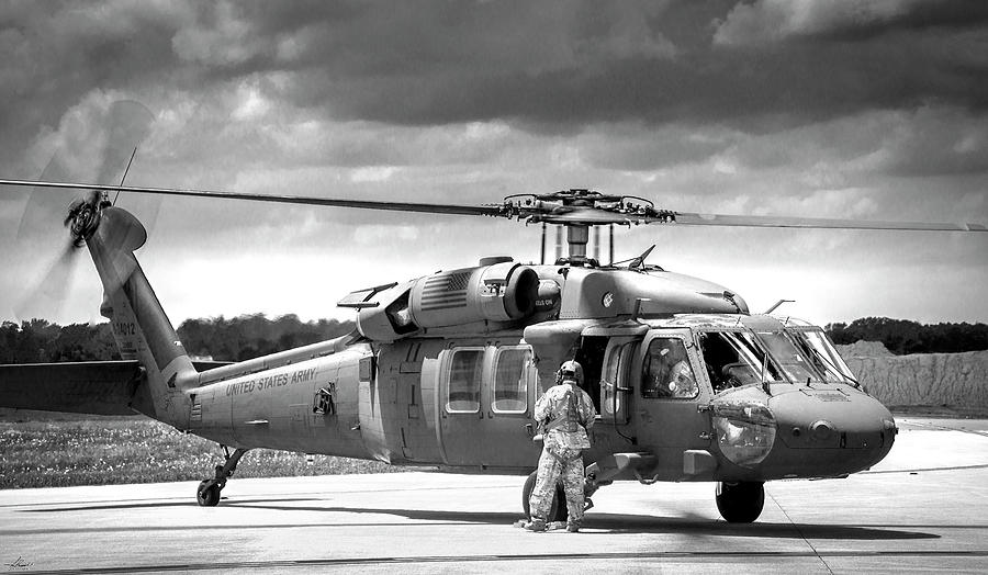 Helicopter Photograph - Black Hawk UH60 on the Ramp by Phil And Karen Rispin