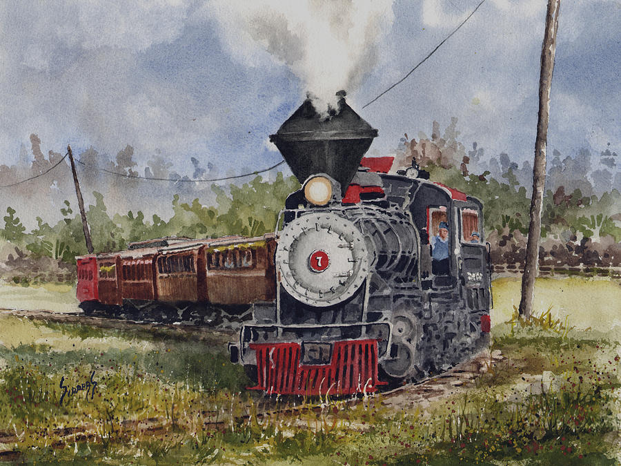 Train Painting - Black Hills Central Number 7 by Sam Sidders