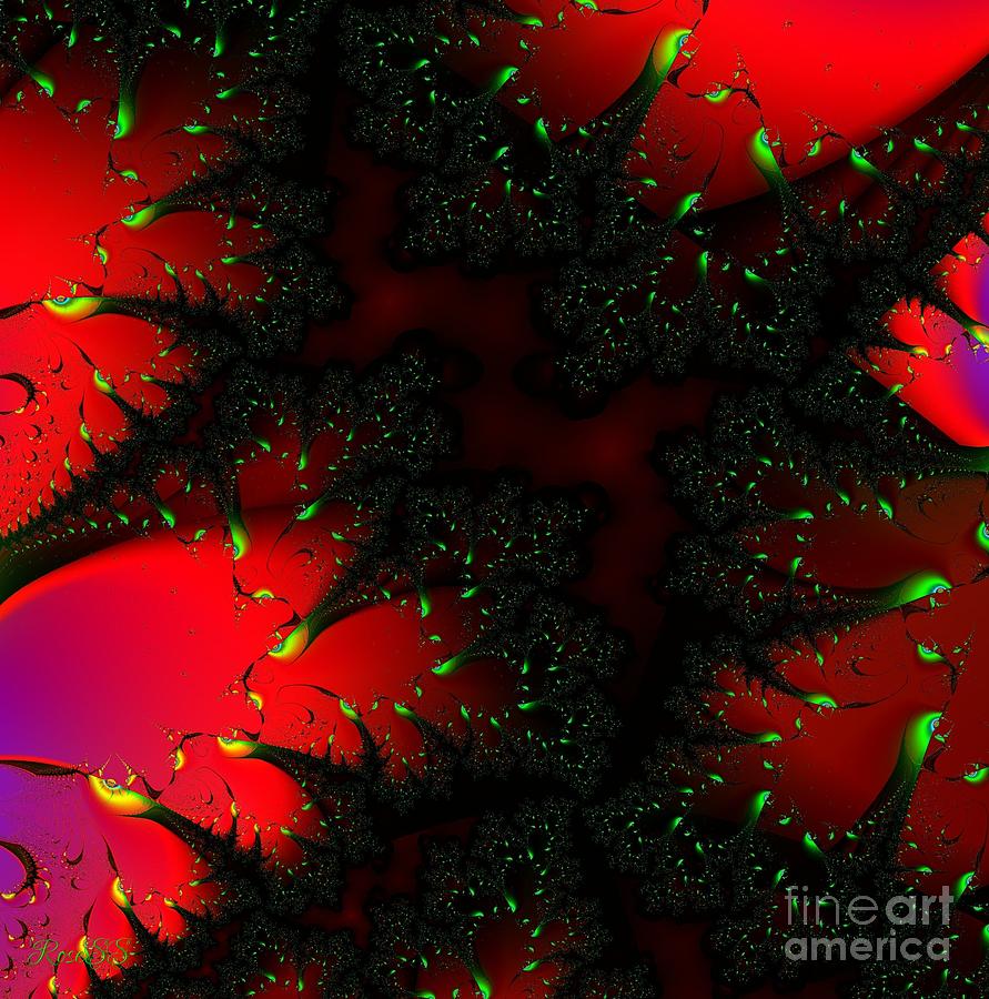 Abstract Digital Art - Black Hole Engulfing a Galaxy Fractal 158 by Rose Santuci-Sofranko