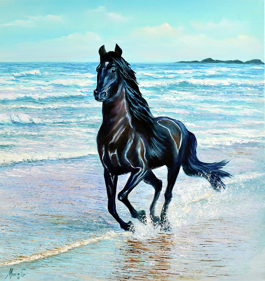 Black horse Painting by Maxim Grigoryev | Fine Art America