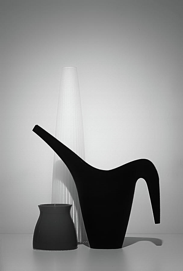 Black Ikea Water Pitcher White Vase and Red Vase Photograph by Andrew ...